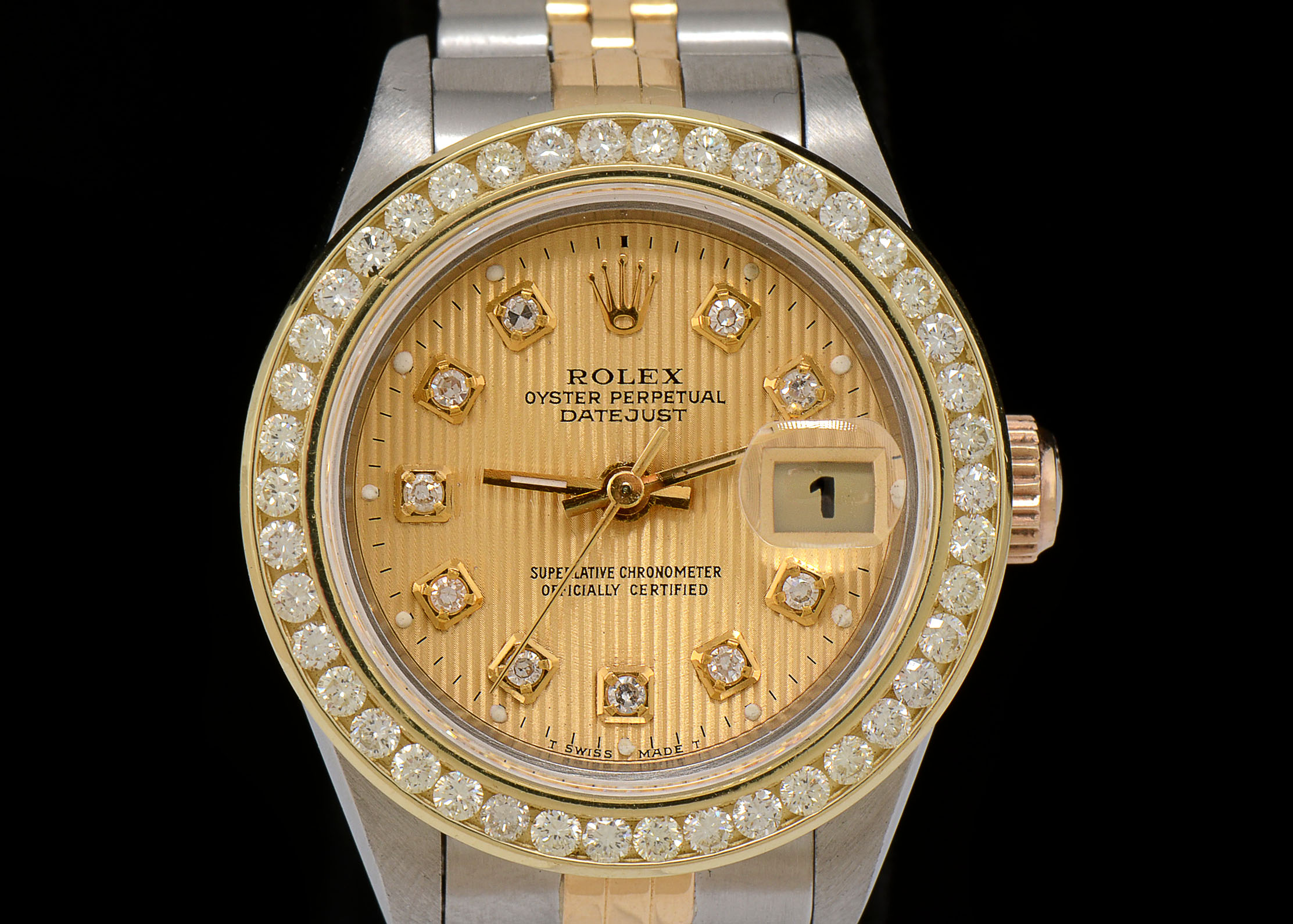 Ladies Rolex Datejust 18k Gold YG.SS 69173 Diamond Bezel and Dial