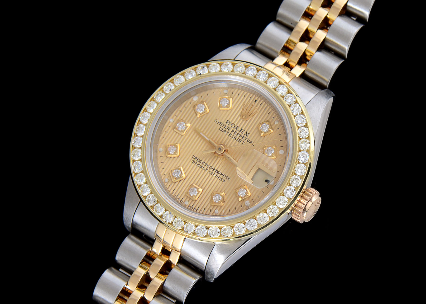 Ladies Rolex Datejust 18k Gold YG.SS 69173 Diamond Bezel and Dial