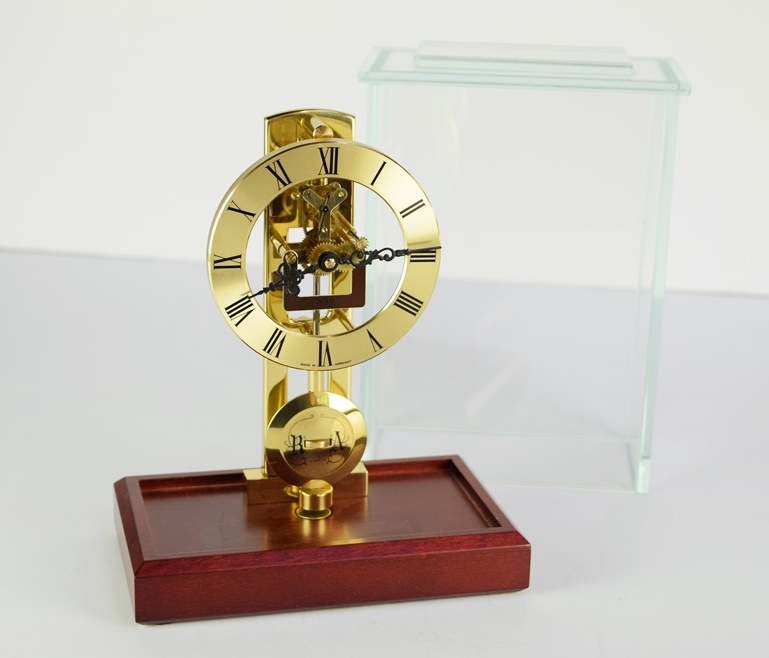 "Selco Geneve" German Brass Anniversary Clock Under Glass