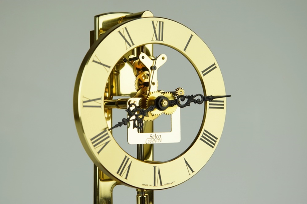 "Selco Geneve" German Brass Anniversary Clock Under Glass