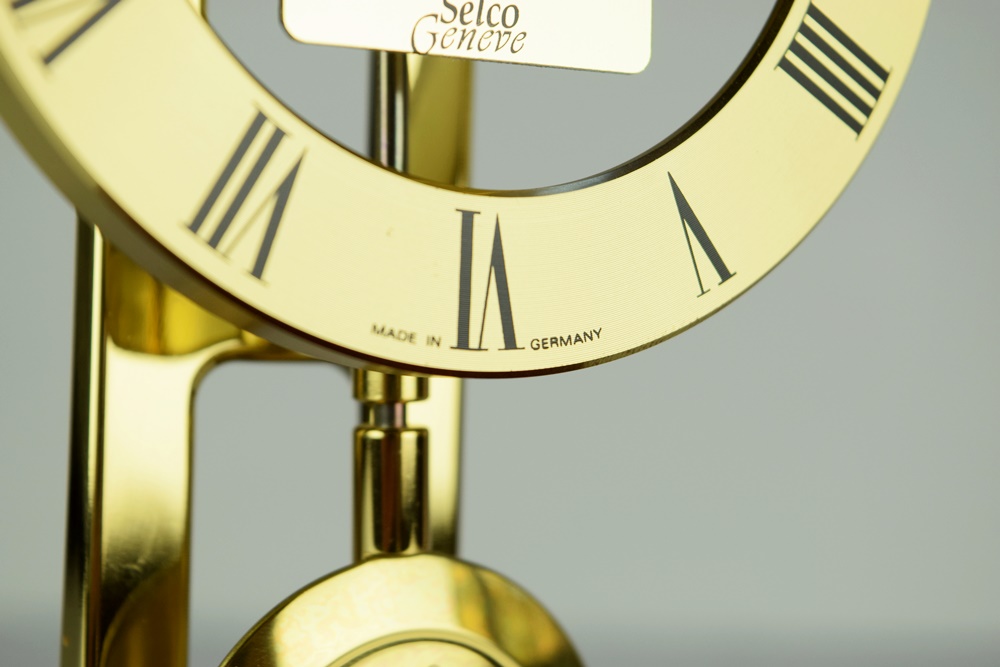 "Selco Geneve" German Brass Anniversary Clock Under Glass