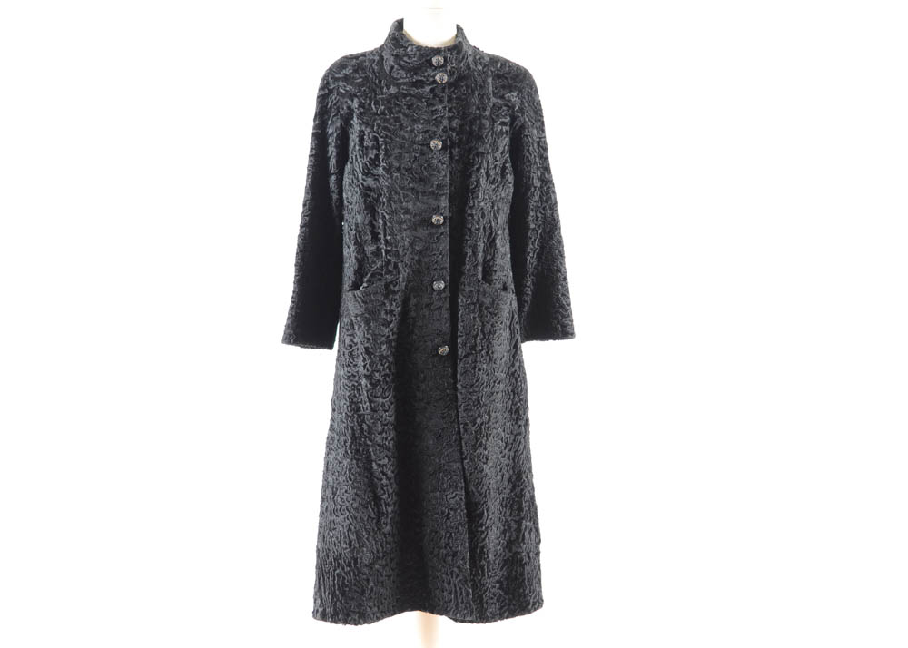 1960s Vintage Julius Garfinckle & Co. Broadtail Lamb Fur Coat