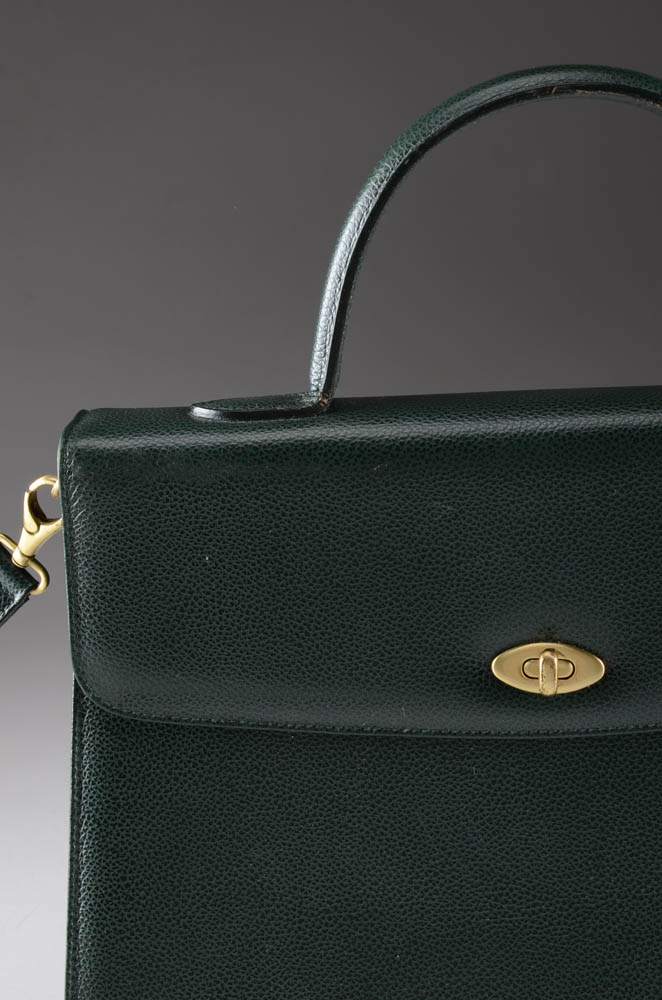 Vintage Coach Kelly Hand/Shoulder Bag in Green Pebbled Leather
