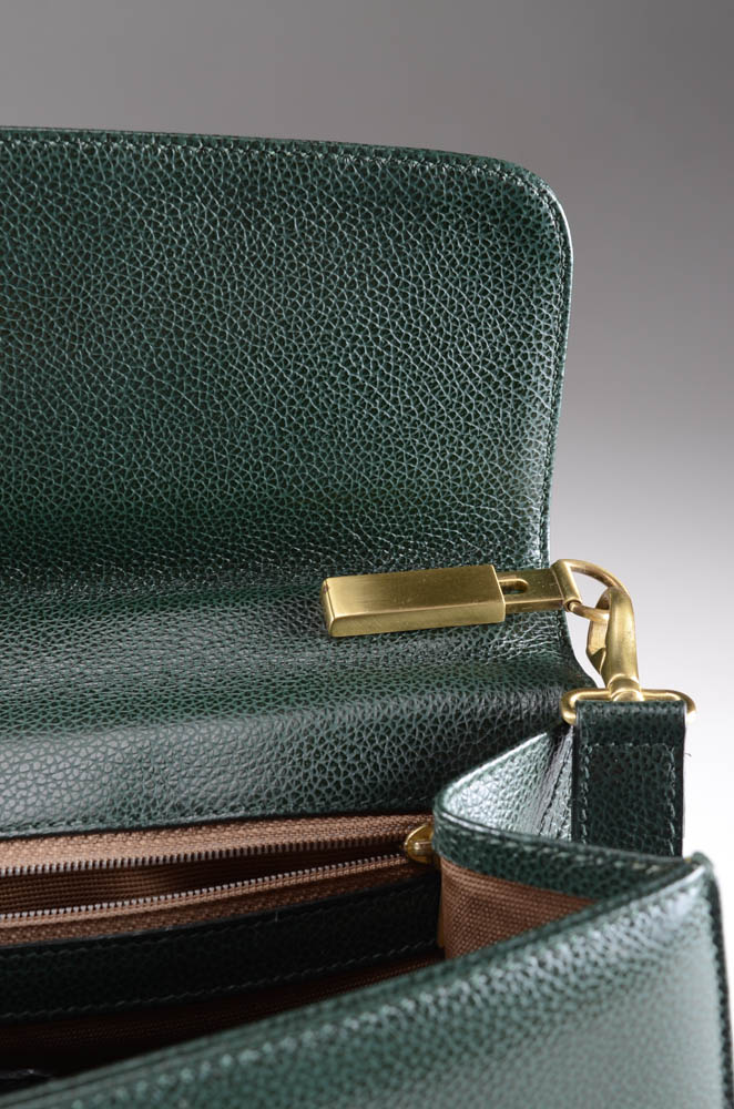 Vintage Coach Kelly Hand/Shoulder Bag in Green Pebbled Leather