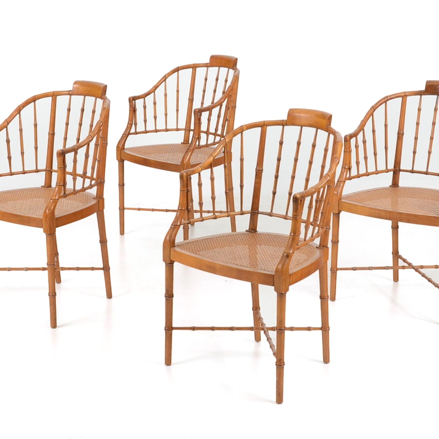 Set of Four Baker Furniture Faux Bamboo Chairs