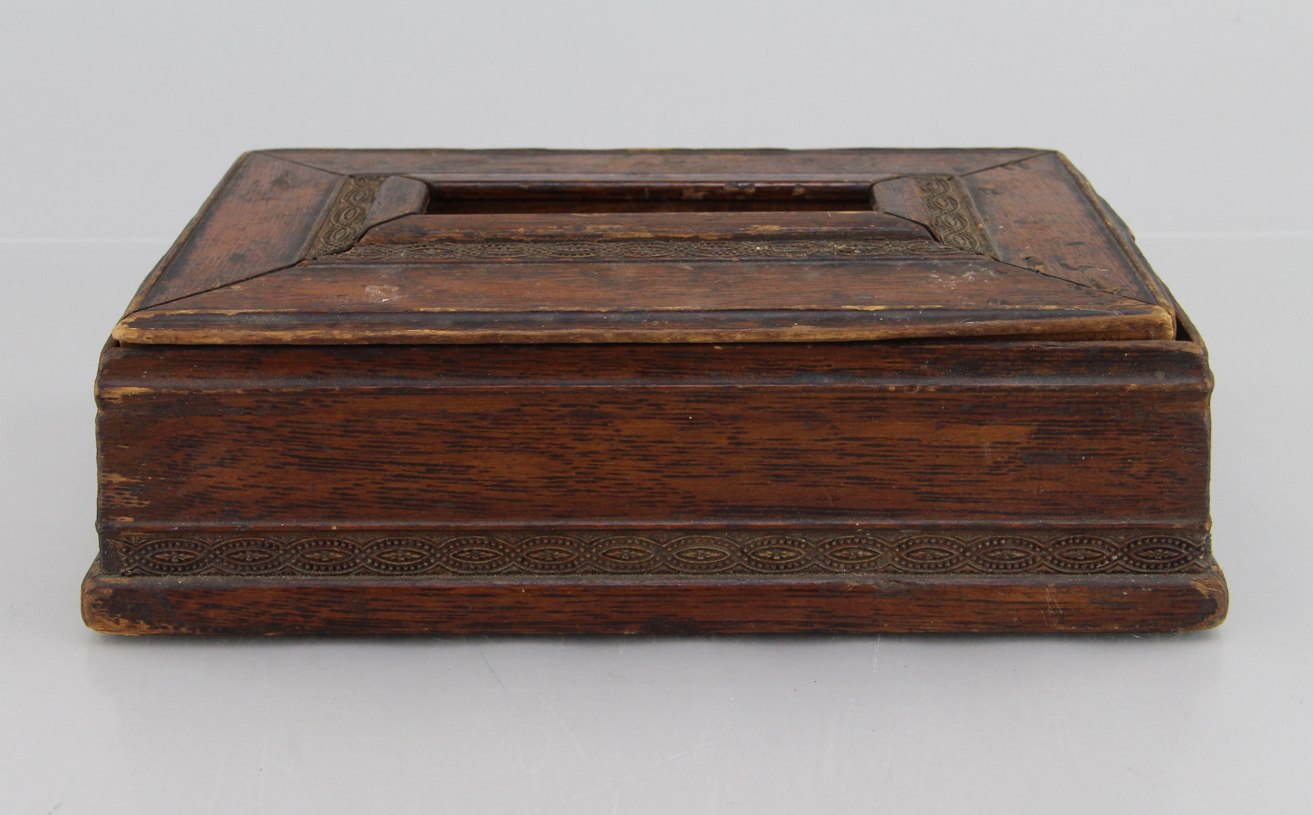 Vintage Banded Wooden Box And Metal Box With Wooden Interior