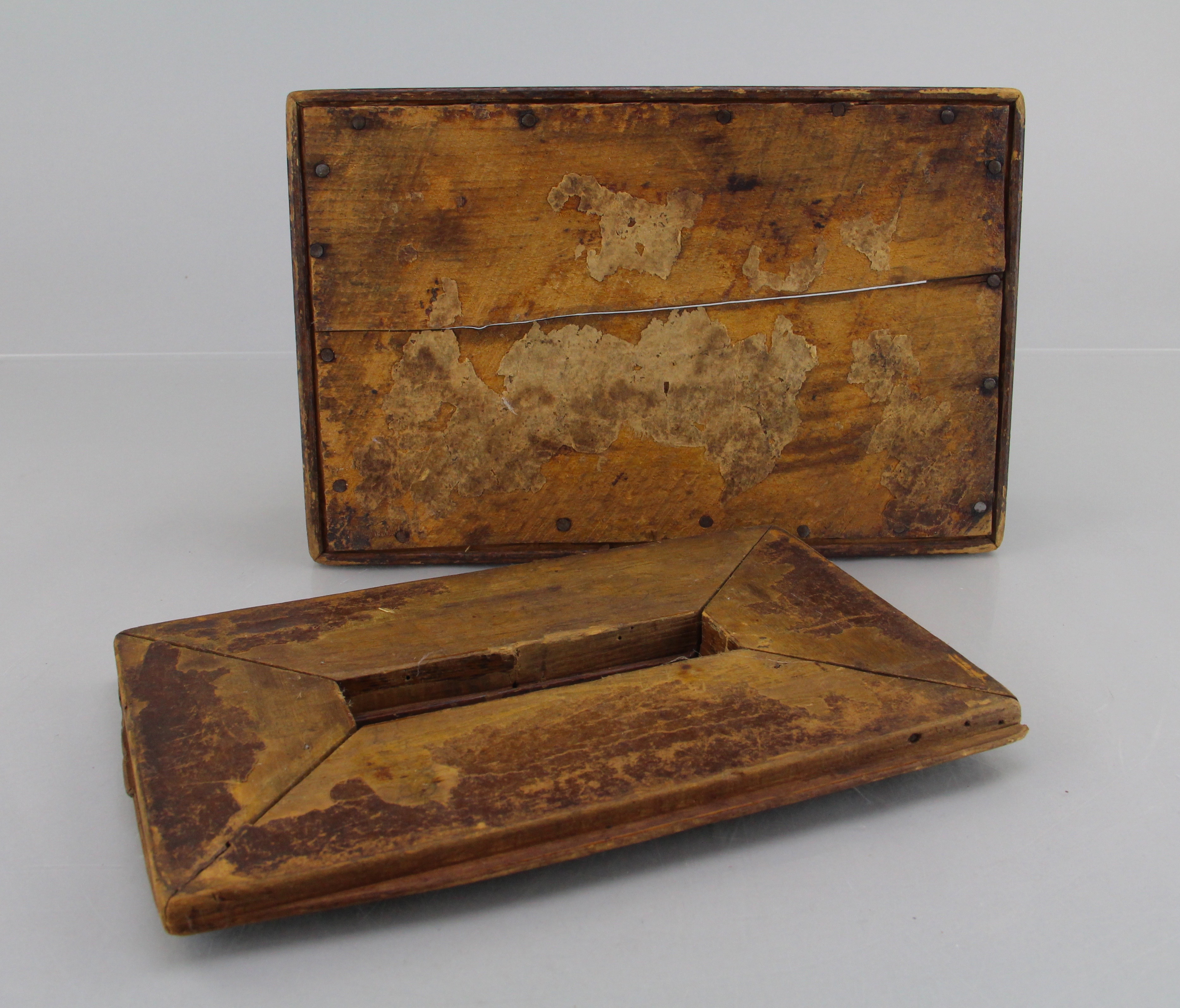 Vintage Banded Wooden Box And Metal Box With Wooden Interior