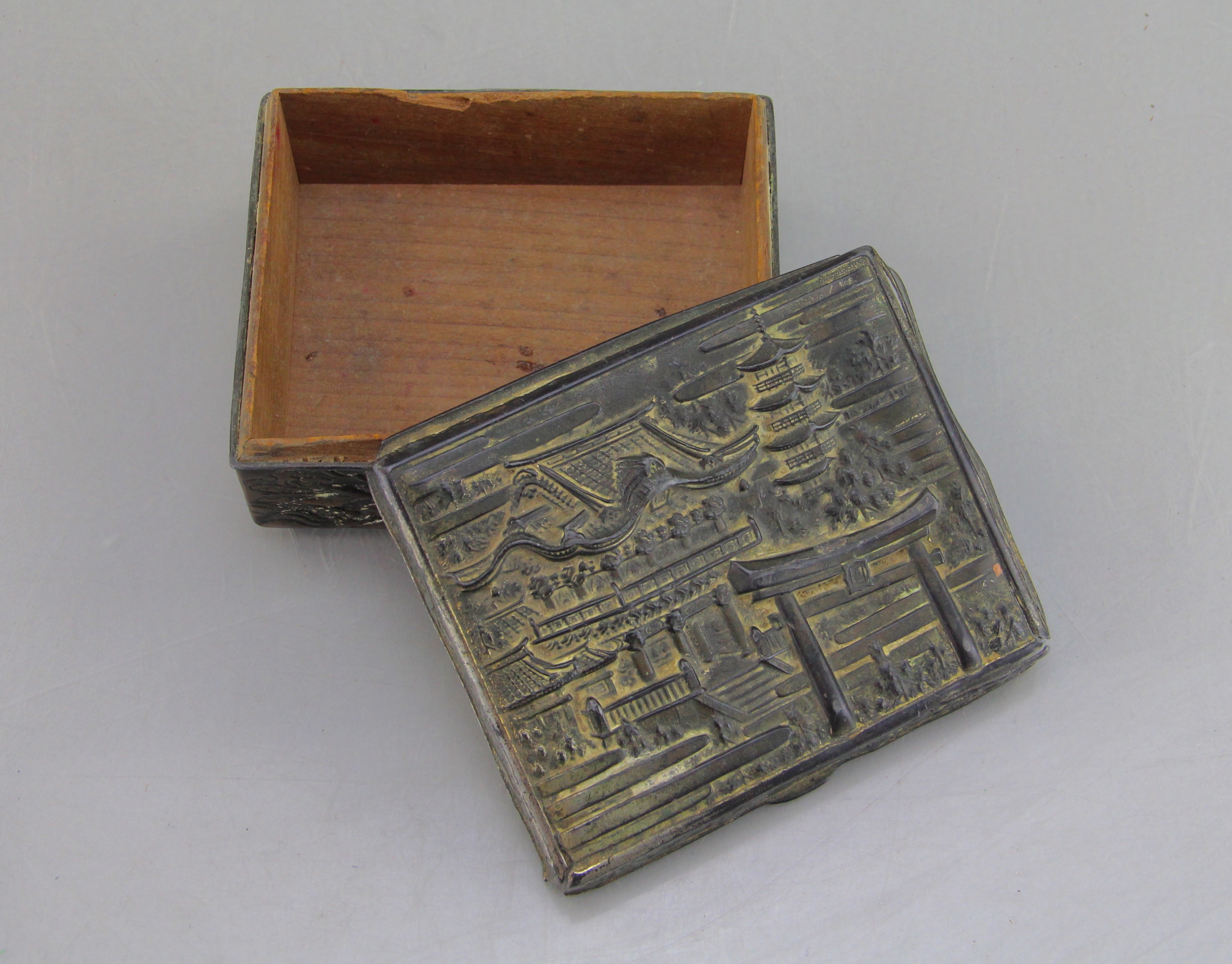 Vintage Banded Wooden Box And Metal Box With Wooden Interior