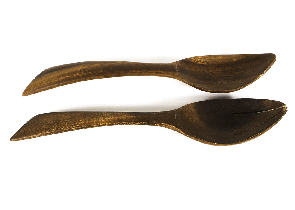 Vintage Monkey Pod Salad Bowl Set