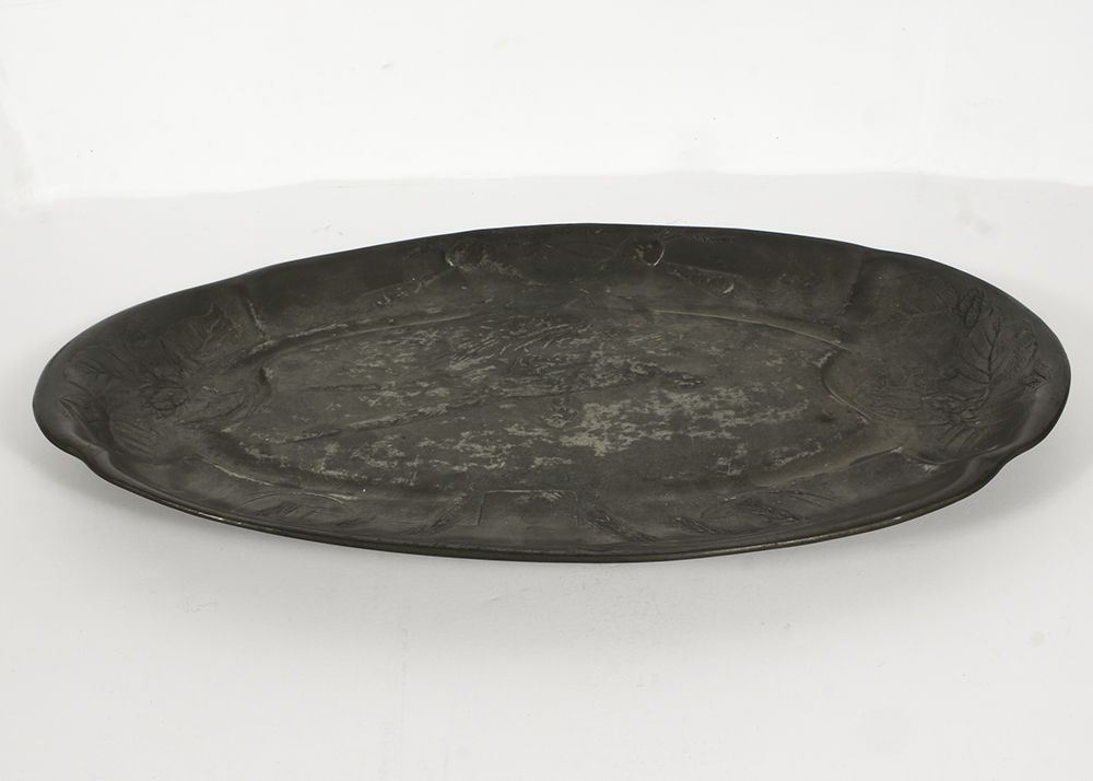 Antique Kayserzinn Pewter Pheasants Platter