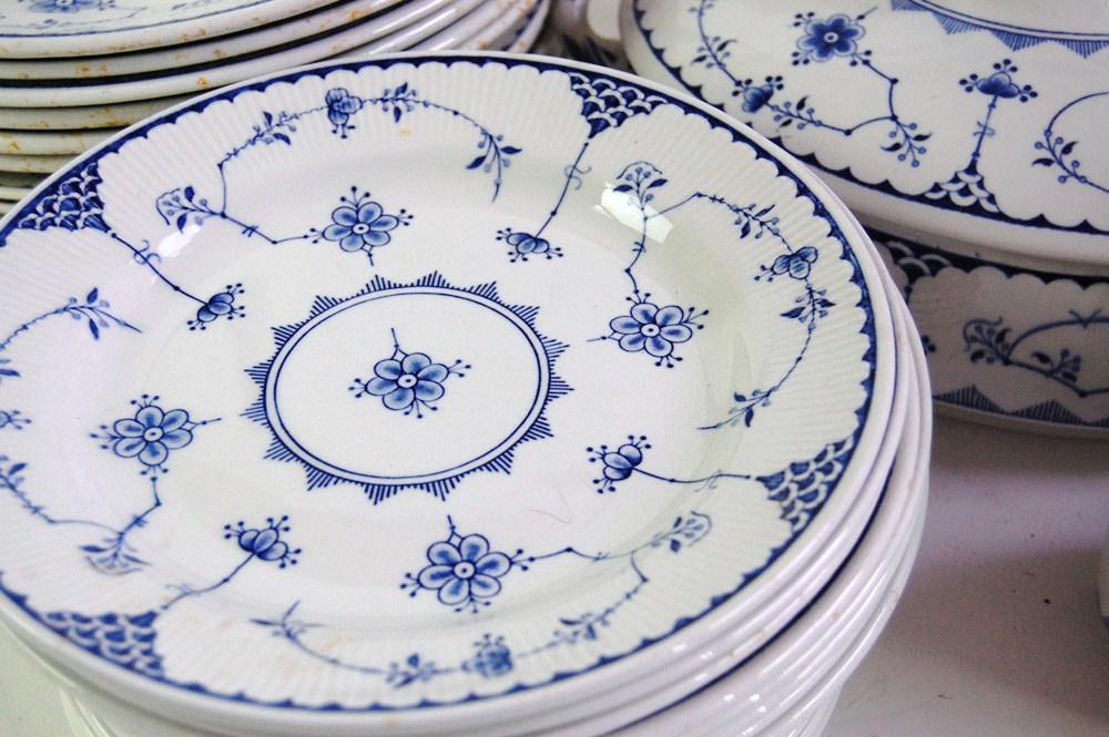 Danish Furnivals "Blue Denmark" China and Royal Copenhagen Teapot