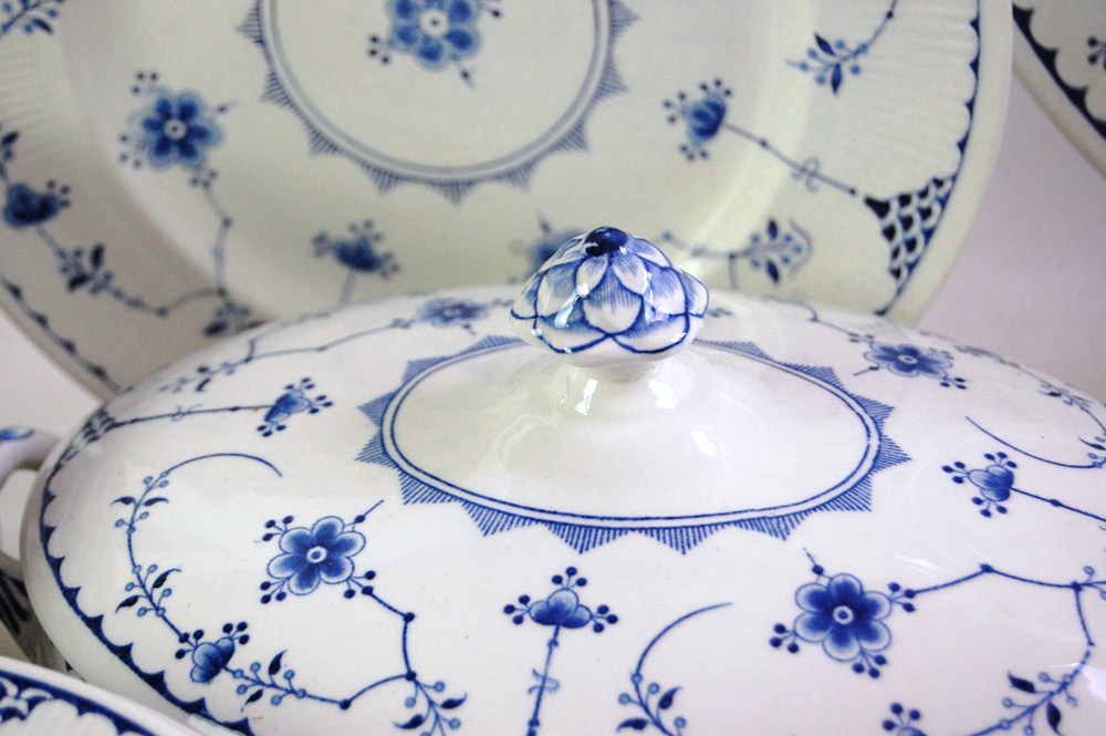 Danish Furnivals "Blue Denmark" China and Royal Copenhagen Teapot