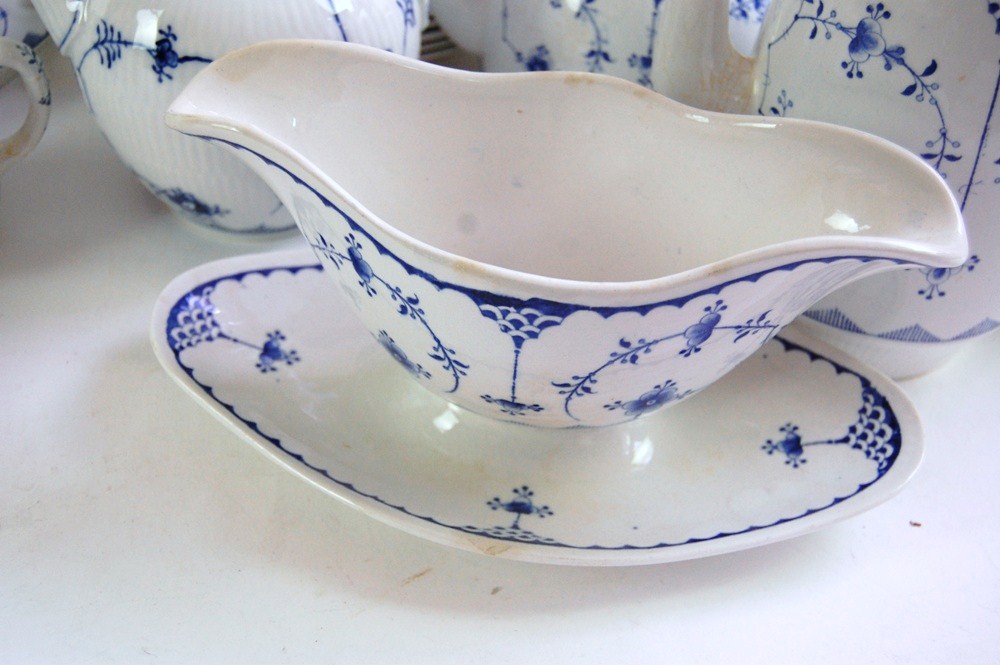 Danish Furnivals "Blue Denmark" China and Royal Copenhagen Teapot