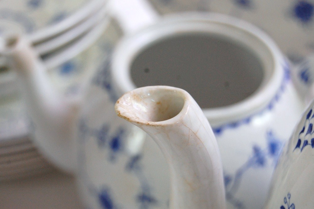 Danish Furnivals "Blue Denmark" China and Royal Copenhagen Teapot