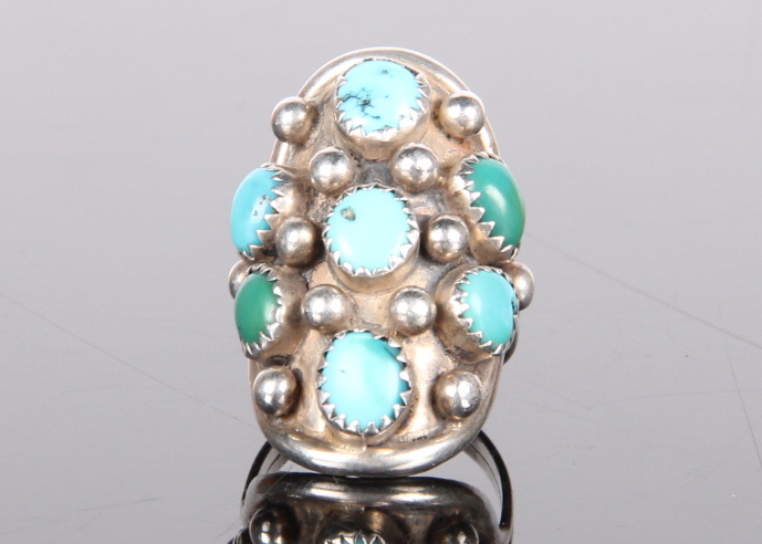 Phil Chapo Navijo Sterling Silver Turquoise Ring