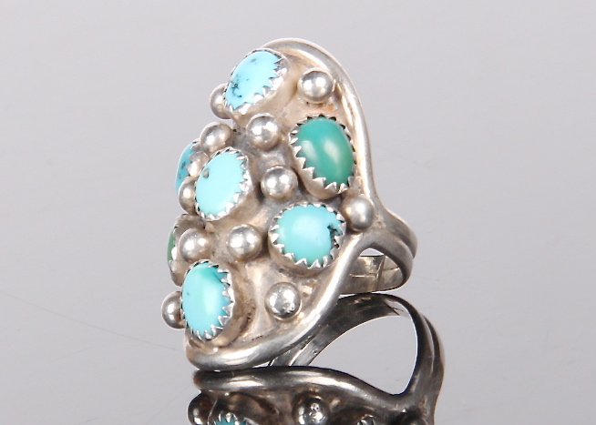 Phil Chapo Navijo Sterling Silver Turquoise Ring