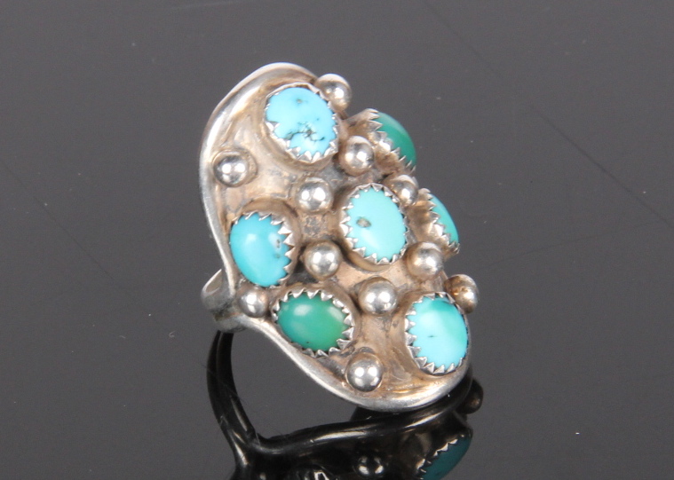 Phil Chapo Navijo Sterling Silver Turquoise Ring