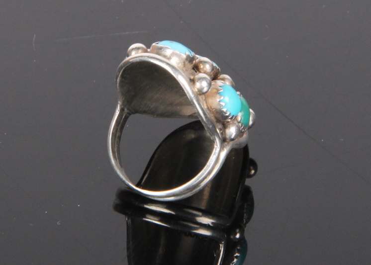 Phil Chapo Navijo Sterling Silver Turquoise Ring