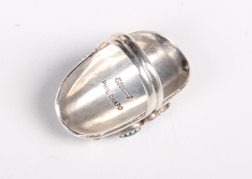 Phil Chapo Navijo Sterling Silver Turquoise Ring
