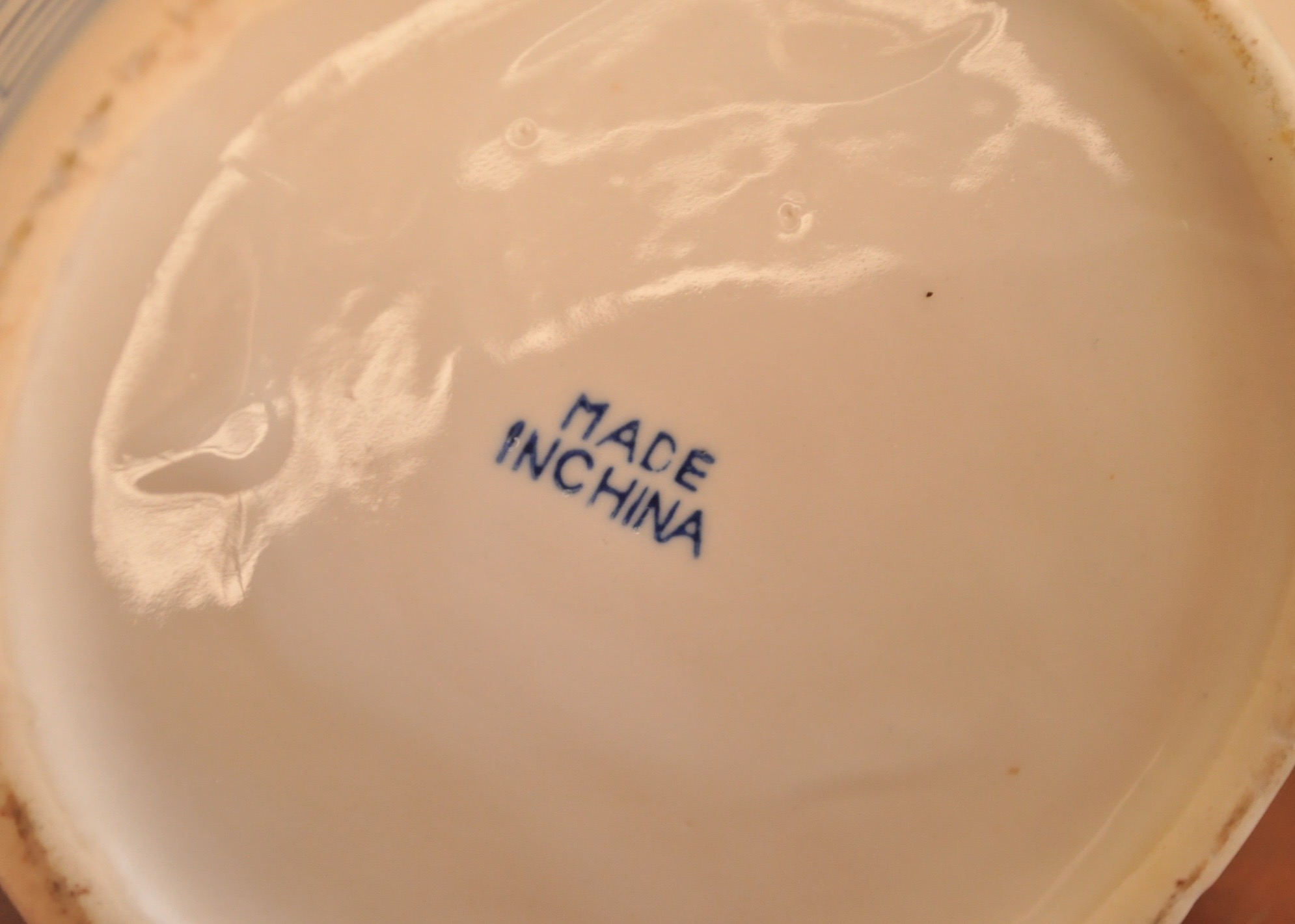 Blue and White Ceramic Urn with Lid