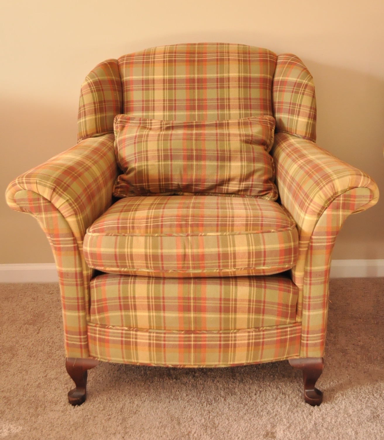 Plaid Upholstered Armchairs