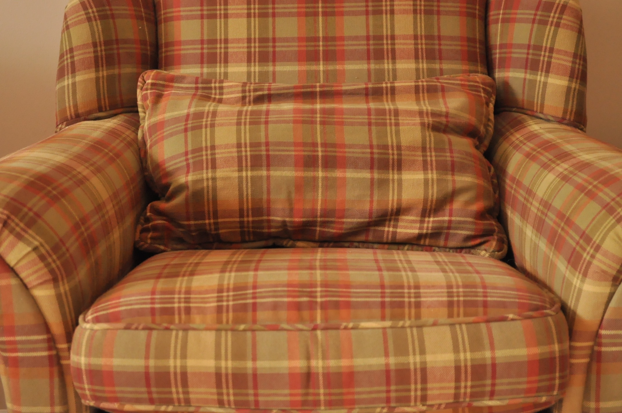 Plaid Upholstered Armchairs