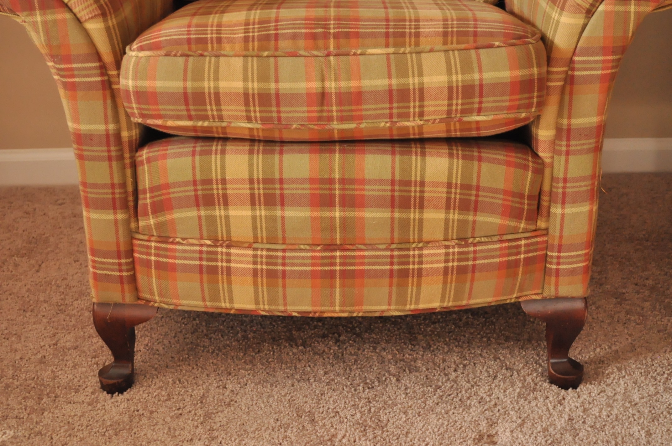 Plaid Upholstered Armchairs