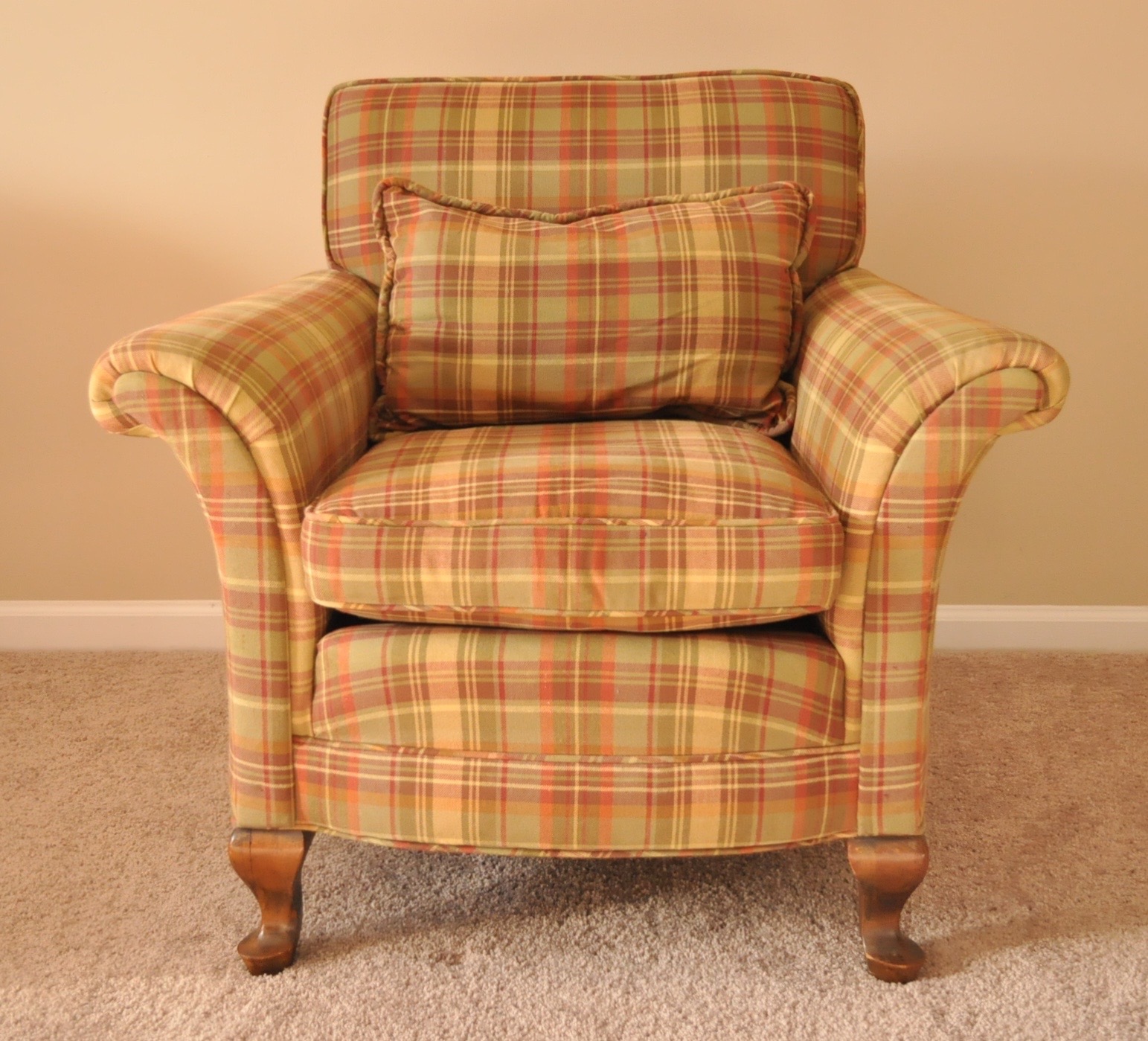 Plaid Upholstered Armchairs
