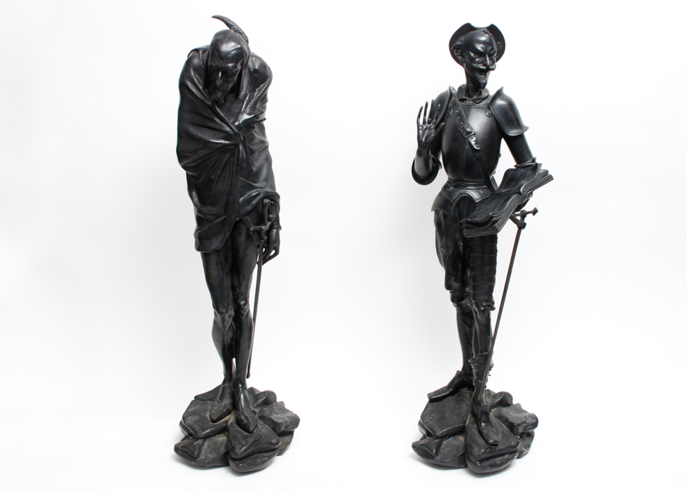 J. Gautier Cast Iron Statues of Don Quixote and Mephistopheles