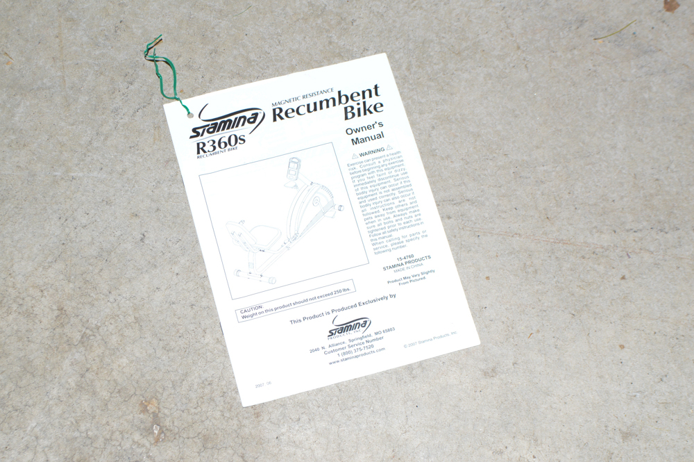 Stamina Magnetic Resistance Recumbent Bike R360s