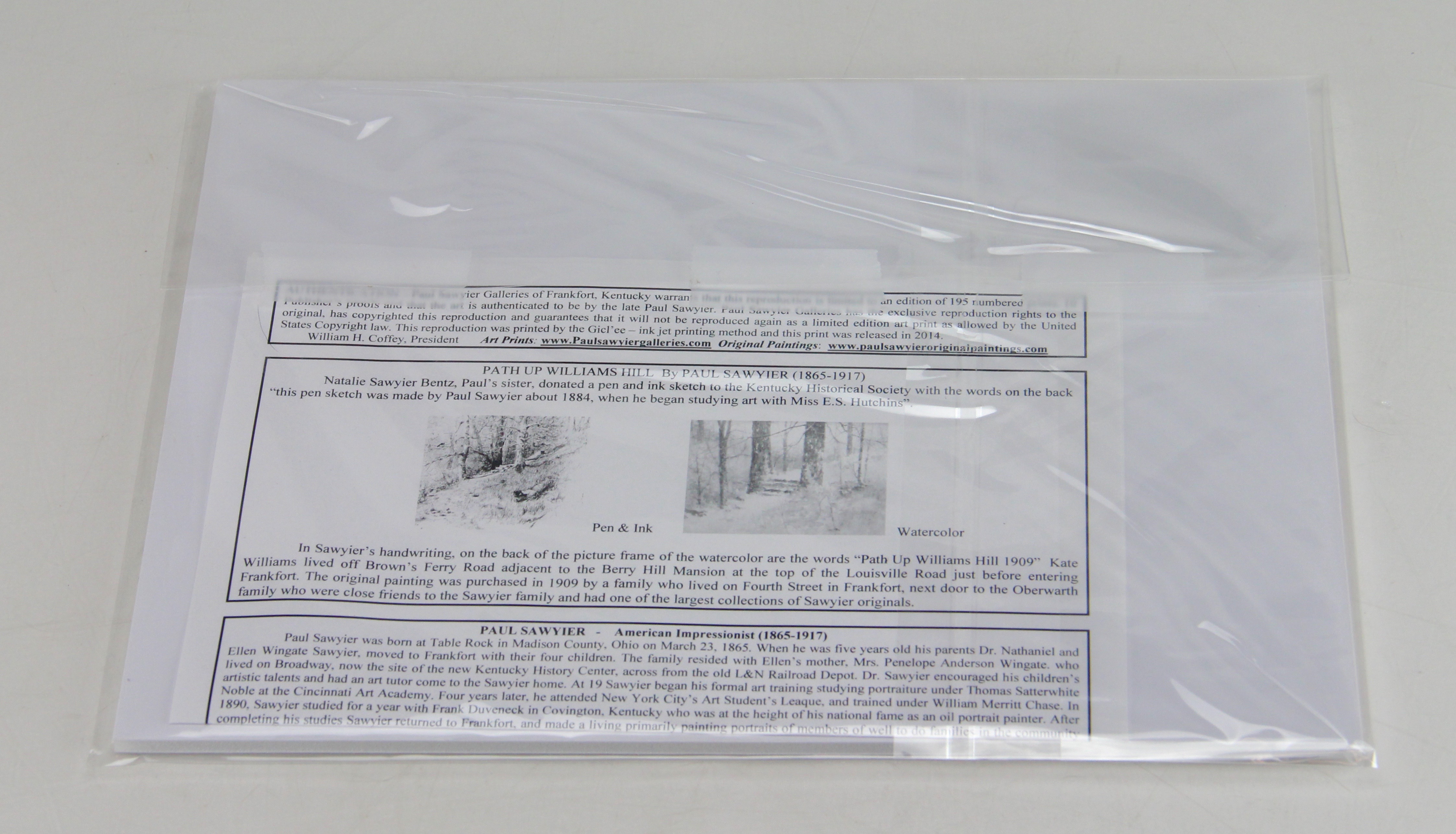 Paul Sawyier Offset Lithograph, "Path to Williams Hill"