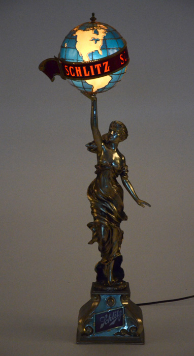 Schlitz Beer Lady with Globe Bar Light