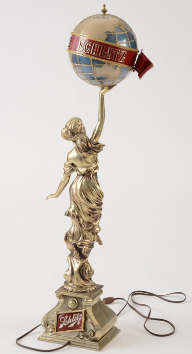 Schlitz Beer Lady with Globe Bar Light