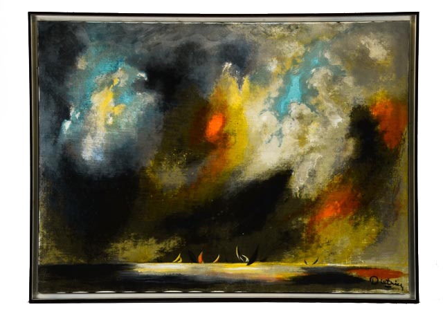 Mid Century Serigraph on Canvas by Dietrich Grunewald