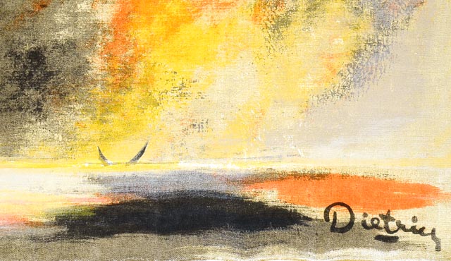 Mid Century Serigraph on Canvas by Dietrich Grunewald