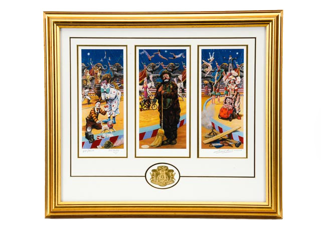 Barry Leighton-Jones Offset Lithograph of Emmett Kelly Triptych