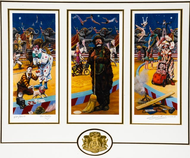 Barry Leighton-Jones Offset Lithograph of Emmett Kelly Triptych
