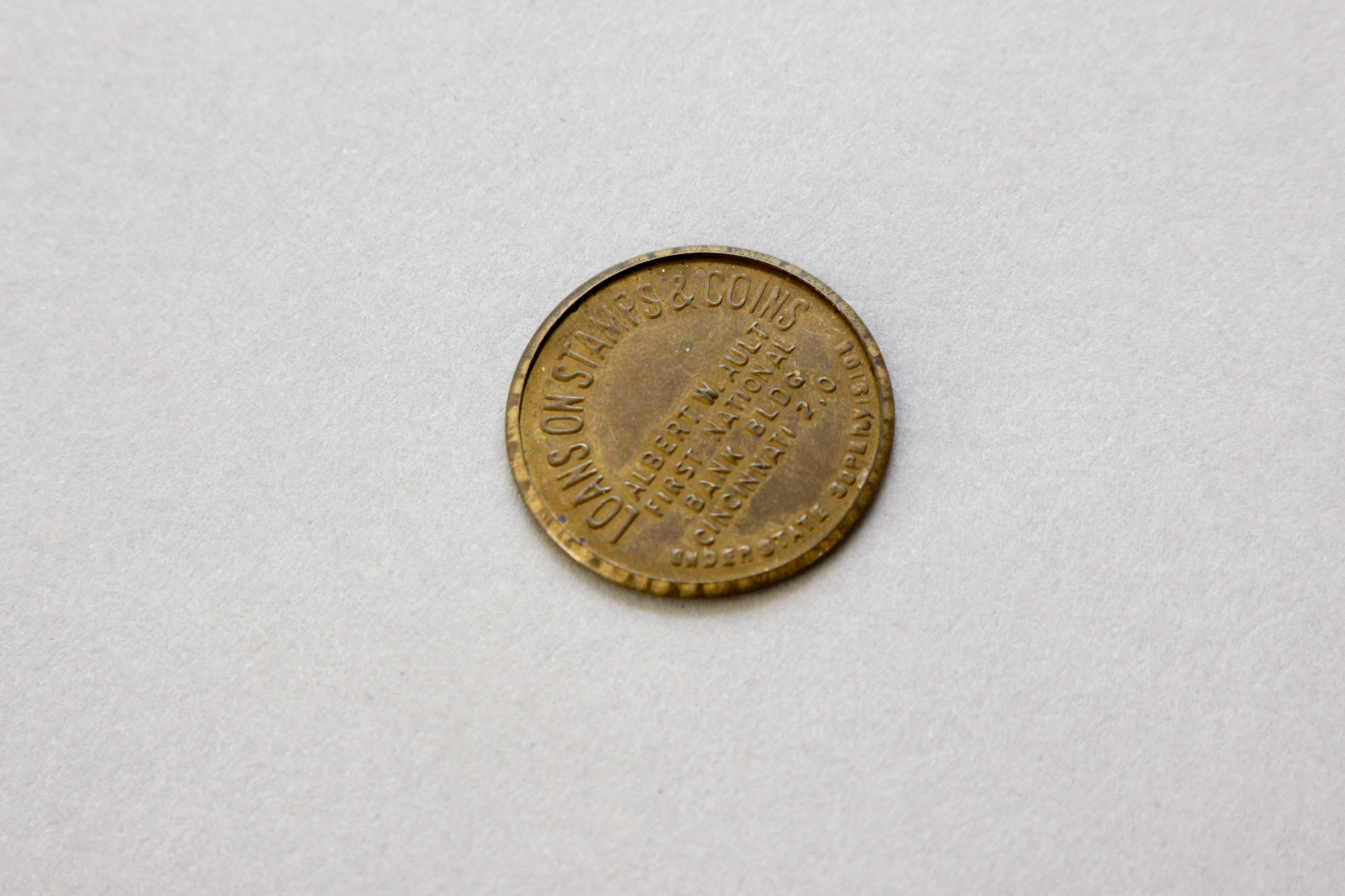 Encased Five Cent Ben Franklin Postage Stamp