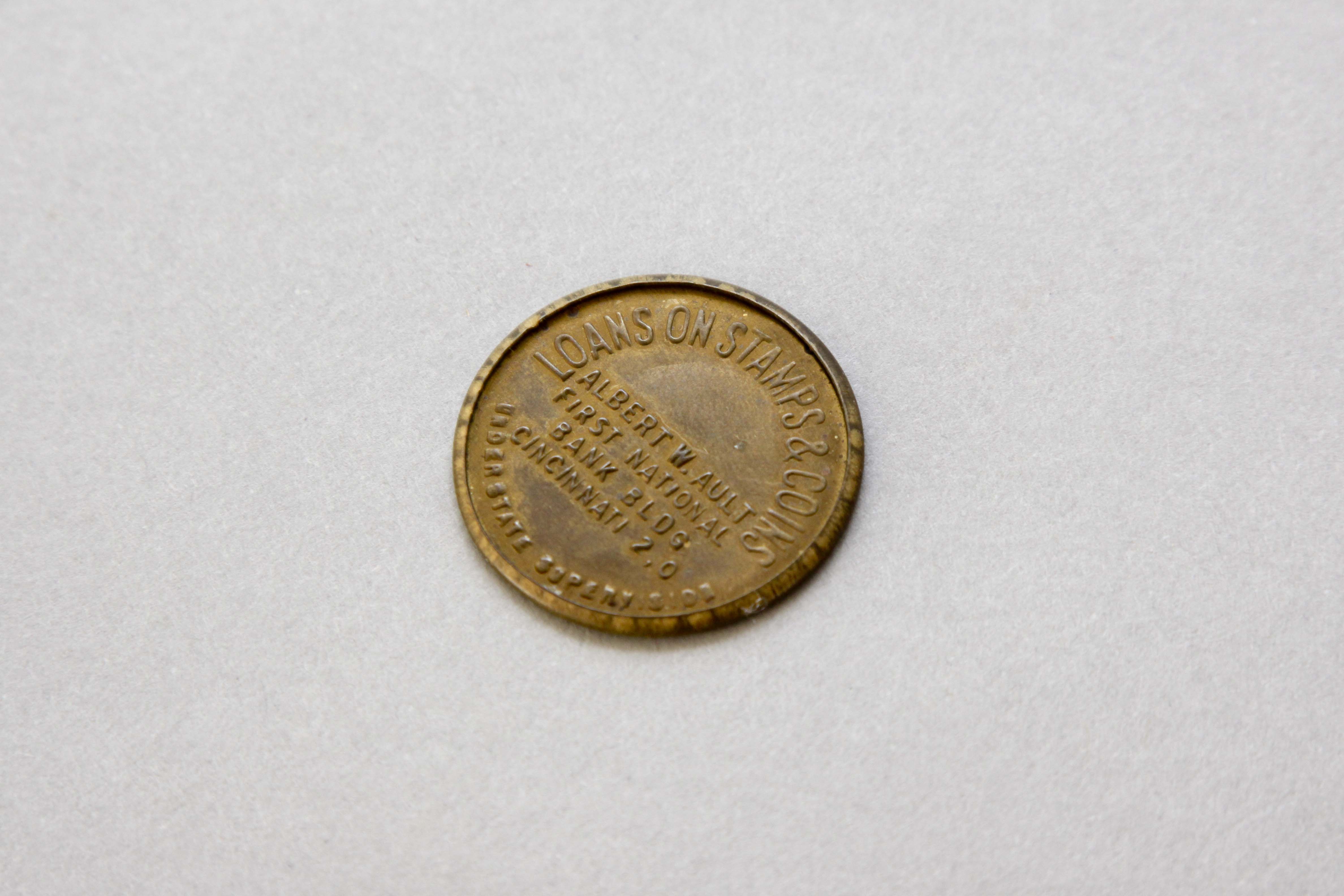 Encased Five Cent Ben Franklin Postage Stamp