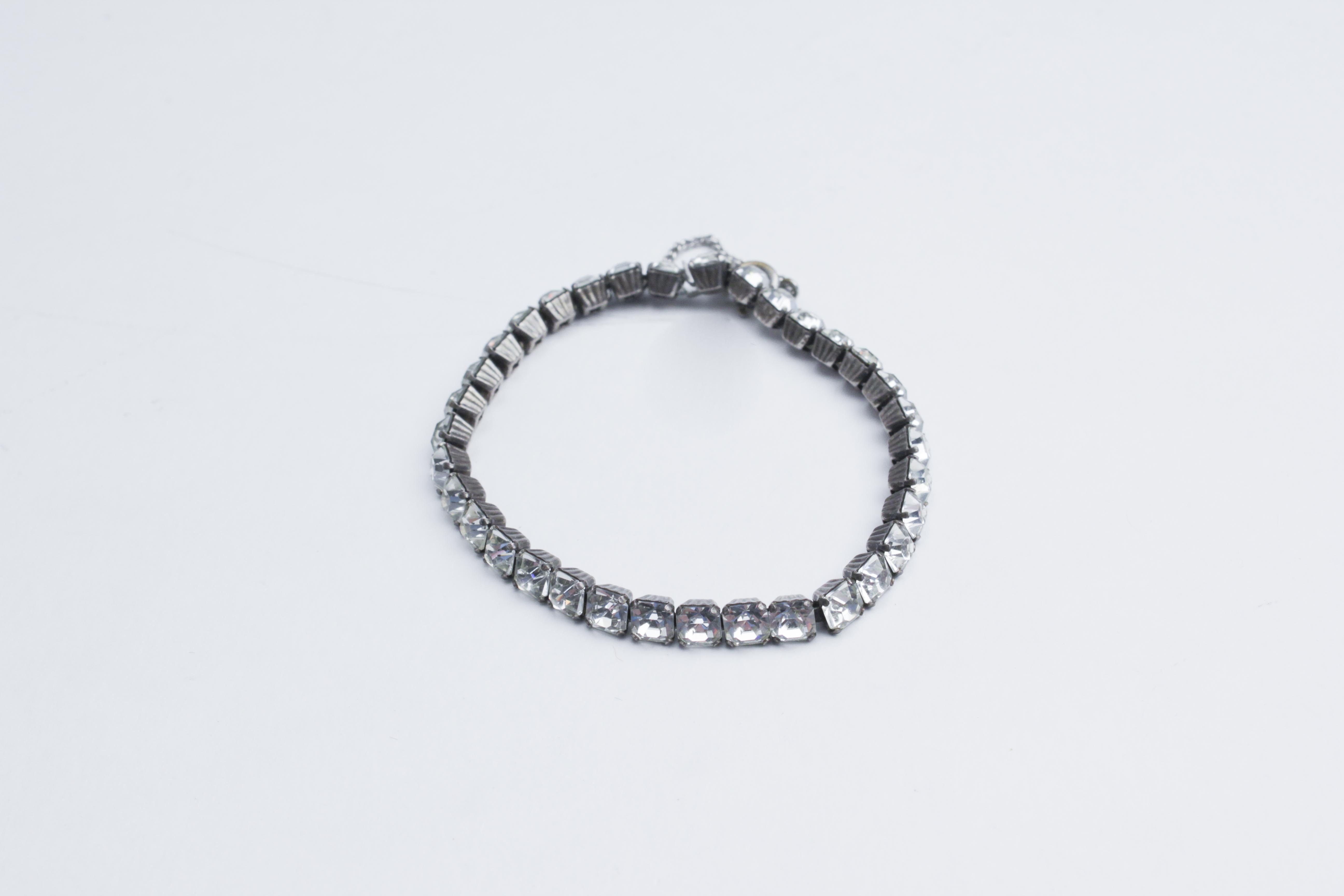 Sterling Silver & Rhinestone Bracelet 6.0"