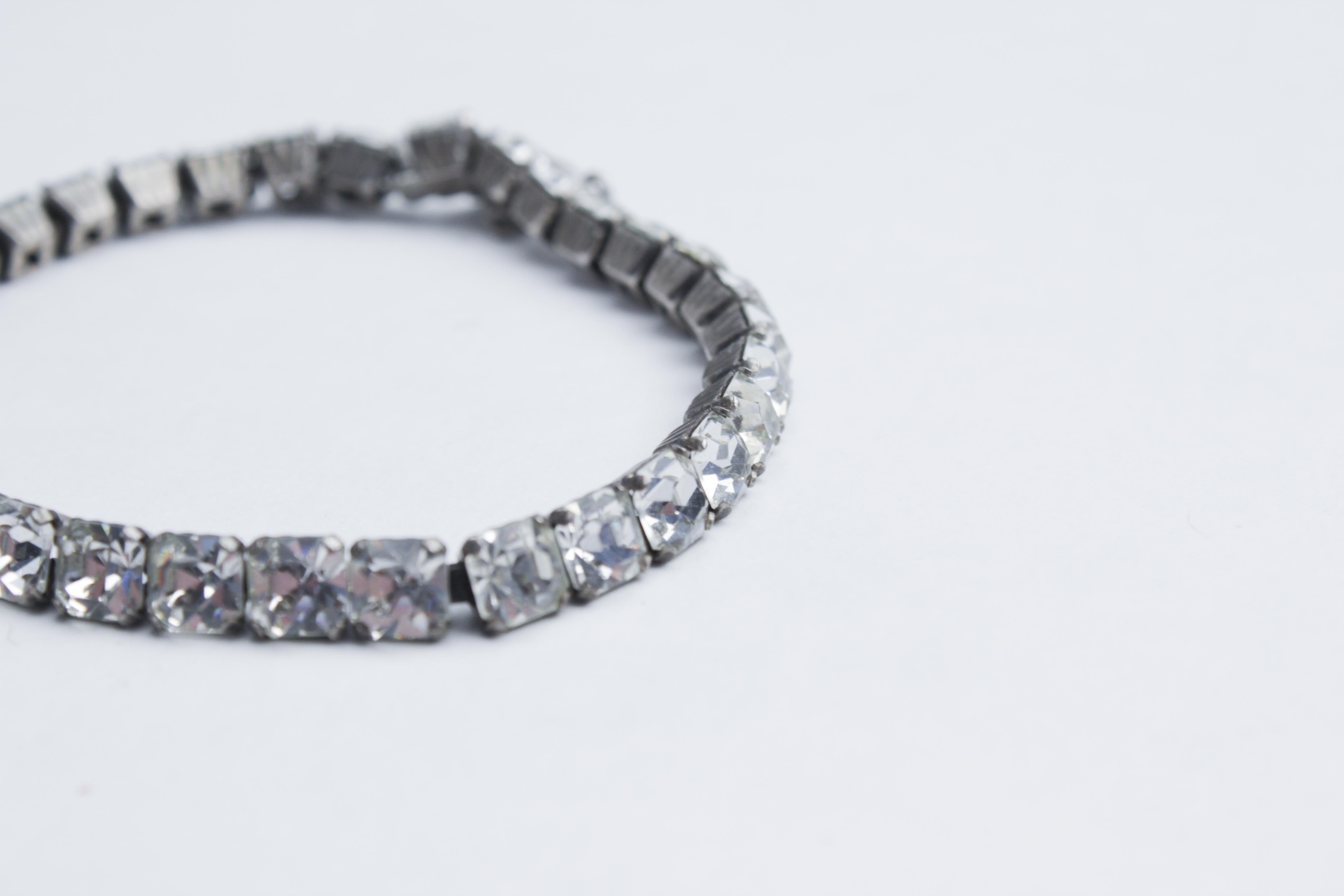 Sterling Silver & Rhinestone Bracelet 6.0"