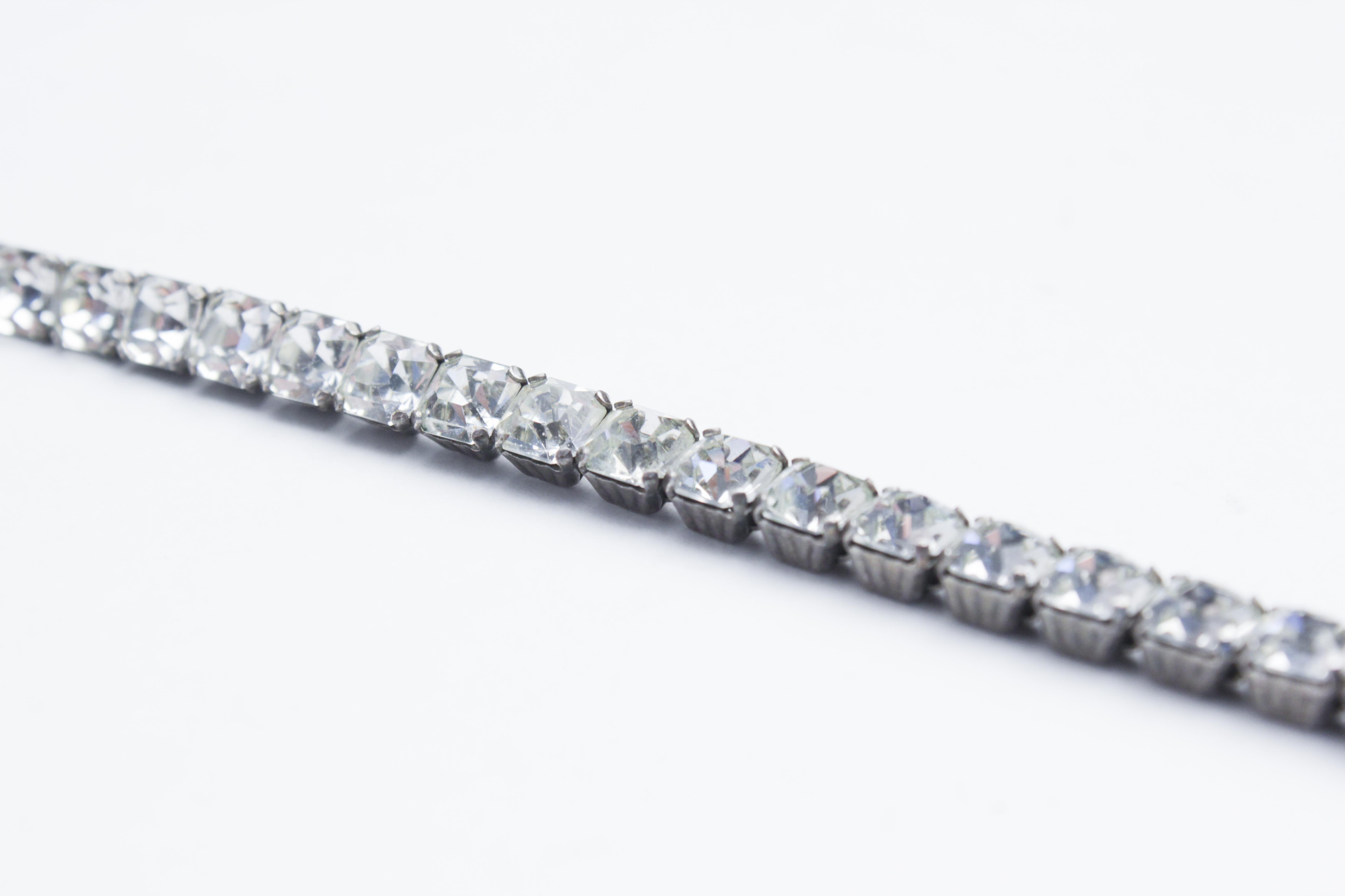 Sterling Silver & Rhinestone Bracelet 6.0"