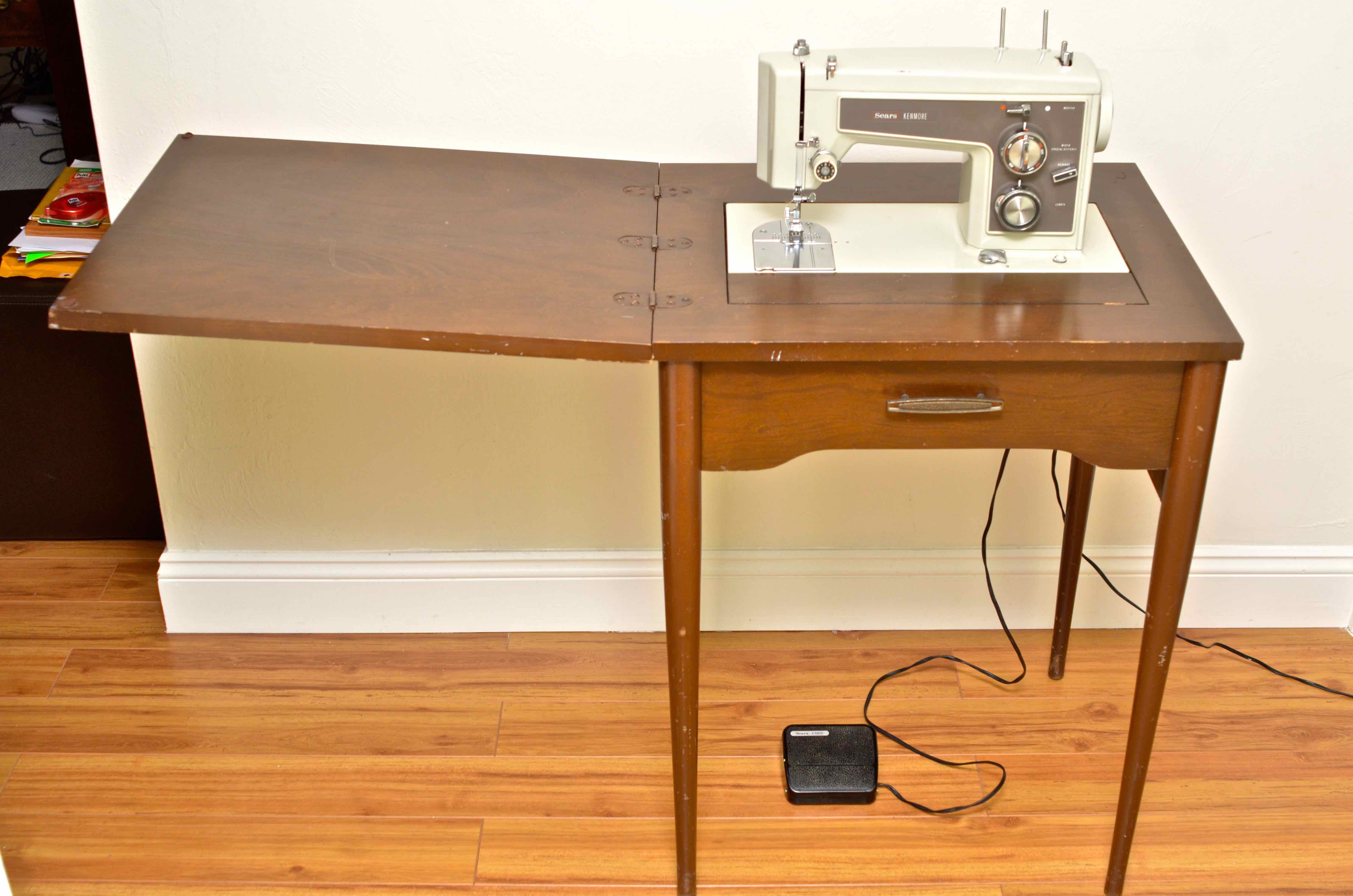 Sears Kenmore Sewing Machine and Vintage Table
