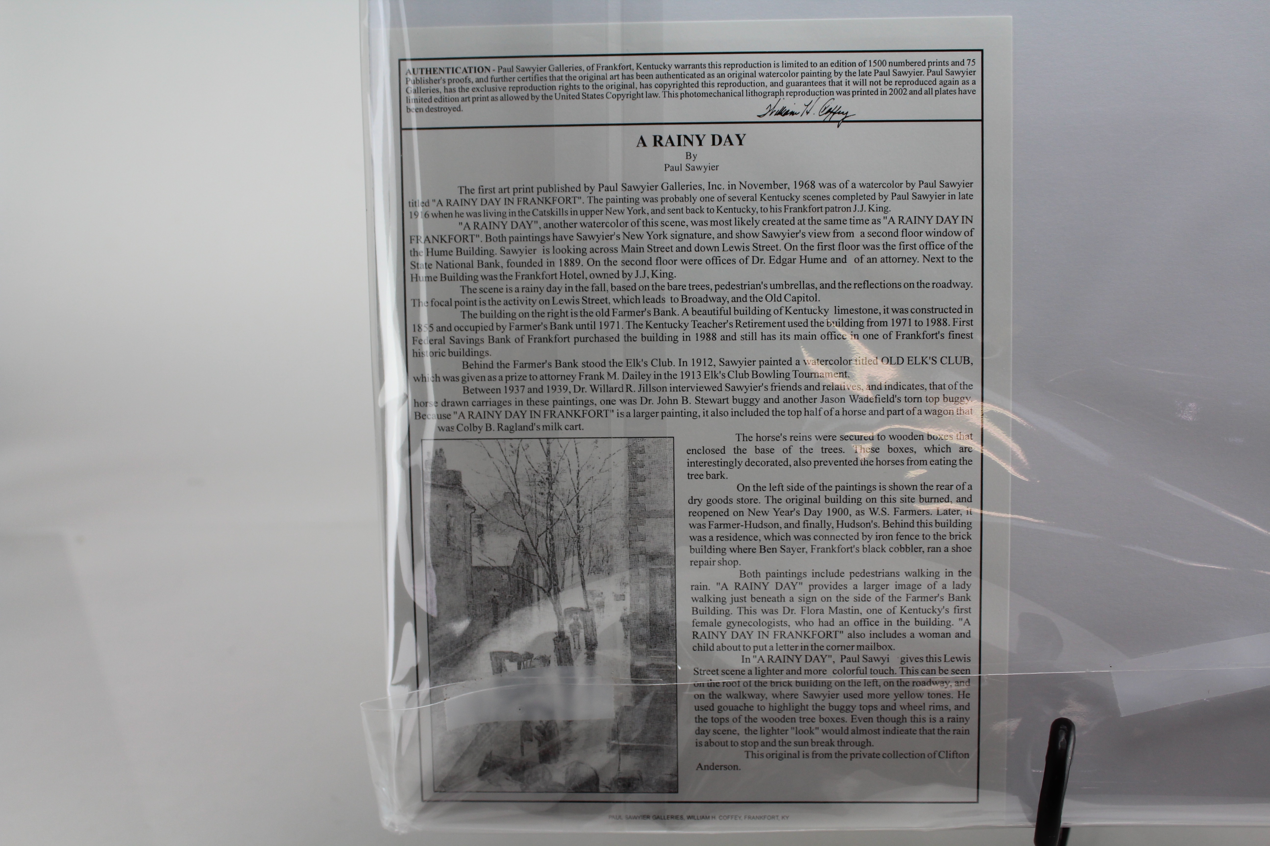 Paul Sawyier Offset Lithograph, "A Rainy Day"