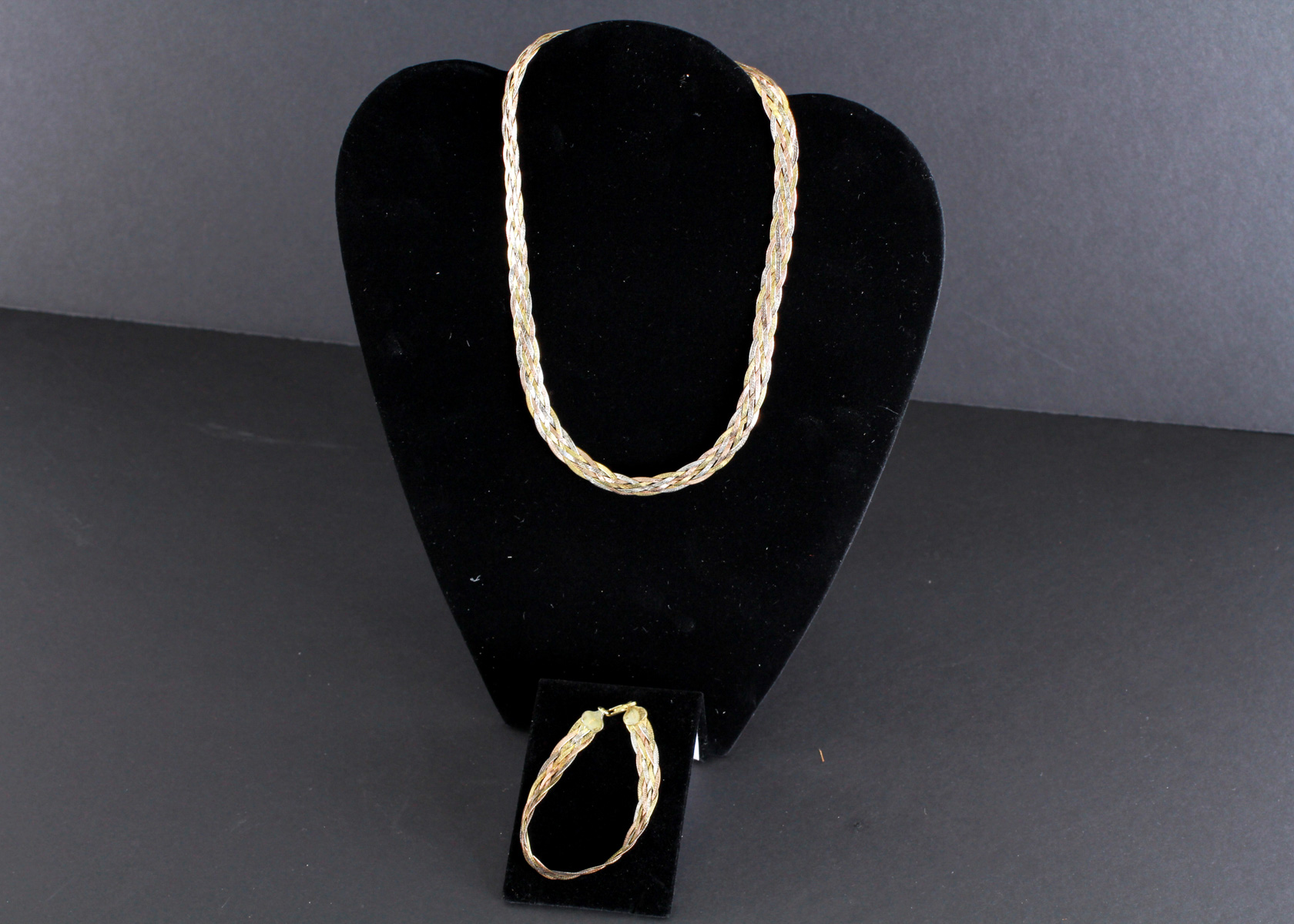 Sterling Silver Multi Toned Necklace and Bracelet Set