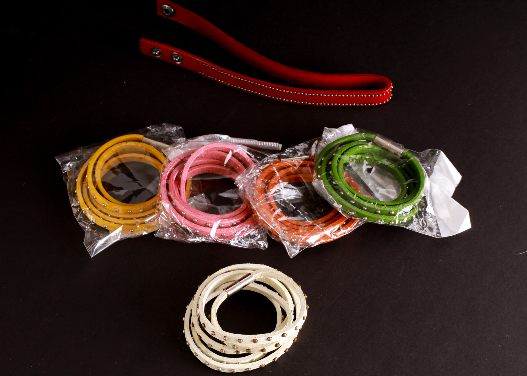 Group of Faux Leather Wrap Bracelets
