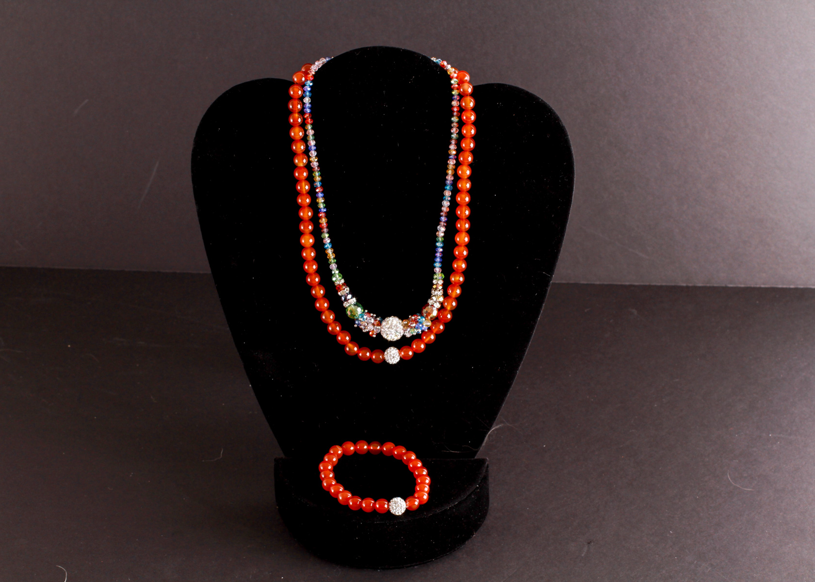 Group of Plastic Beaded Accessories with Rhinestone Globes