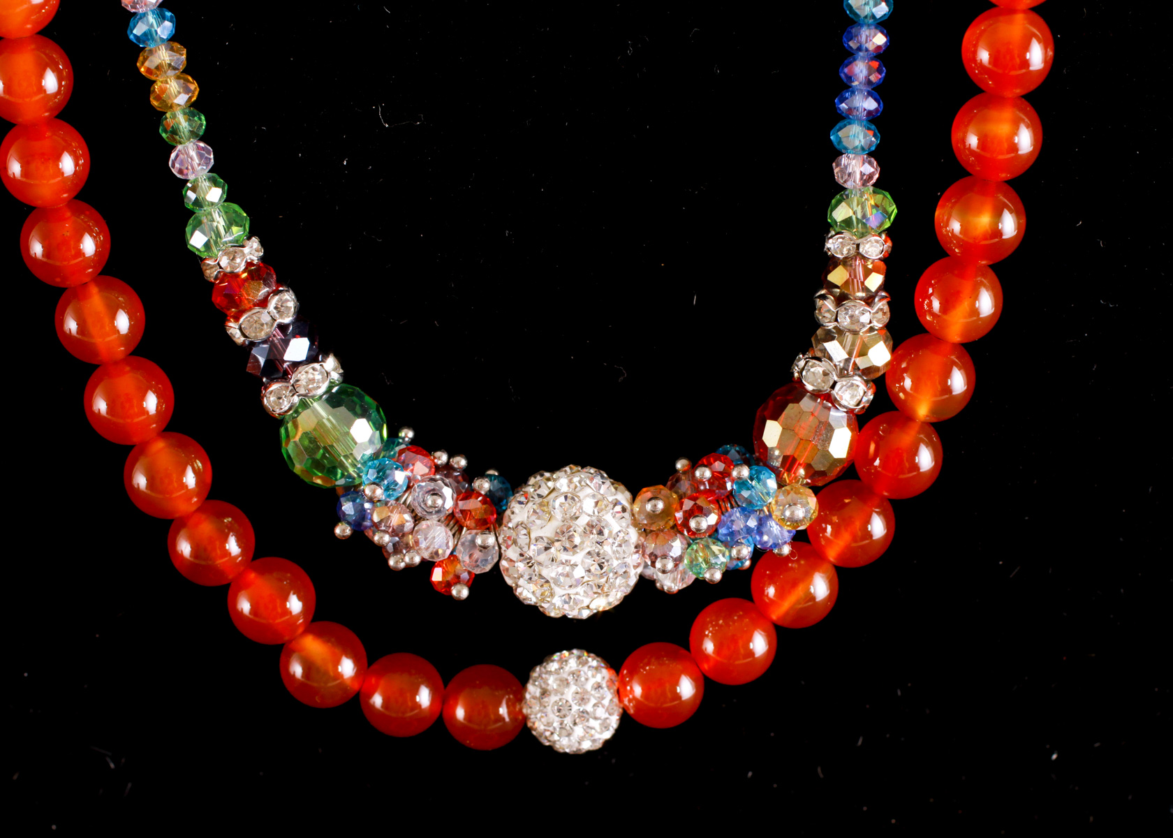 Group of Plastic Beaded Accessories with Rhinestone Globes