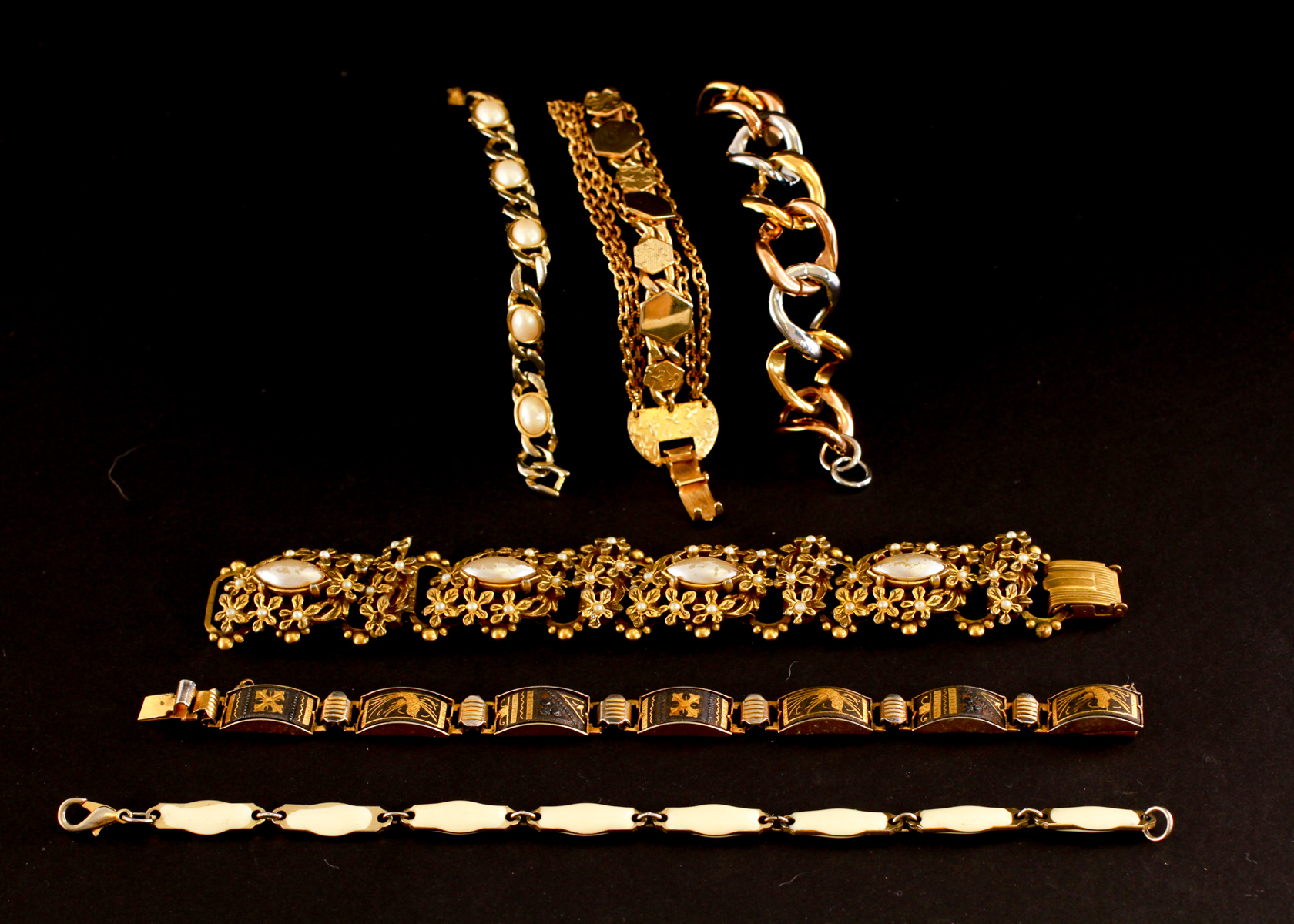 Assortment of Gold Toned Bracelets