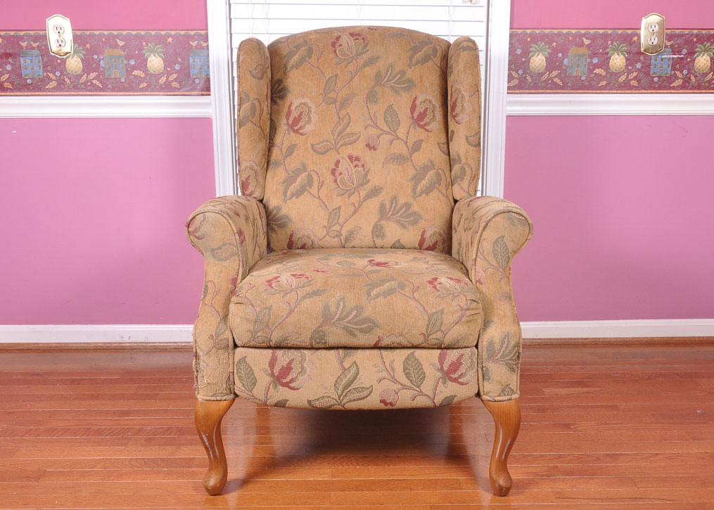 Upholstered Queen Anne Wingback Recliner